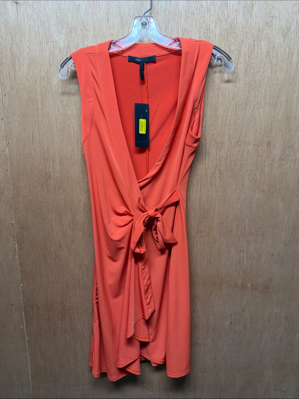 BCBGMaxAzria Coral-Orange Wrap Midi Dress